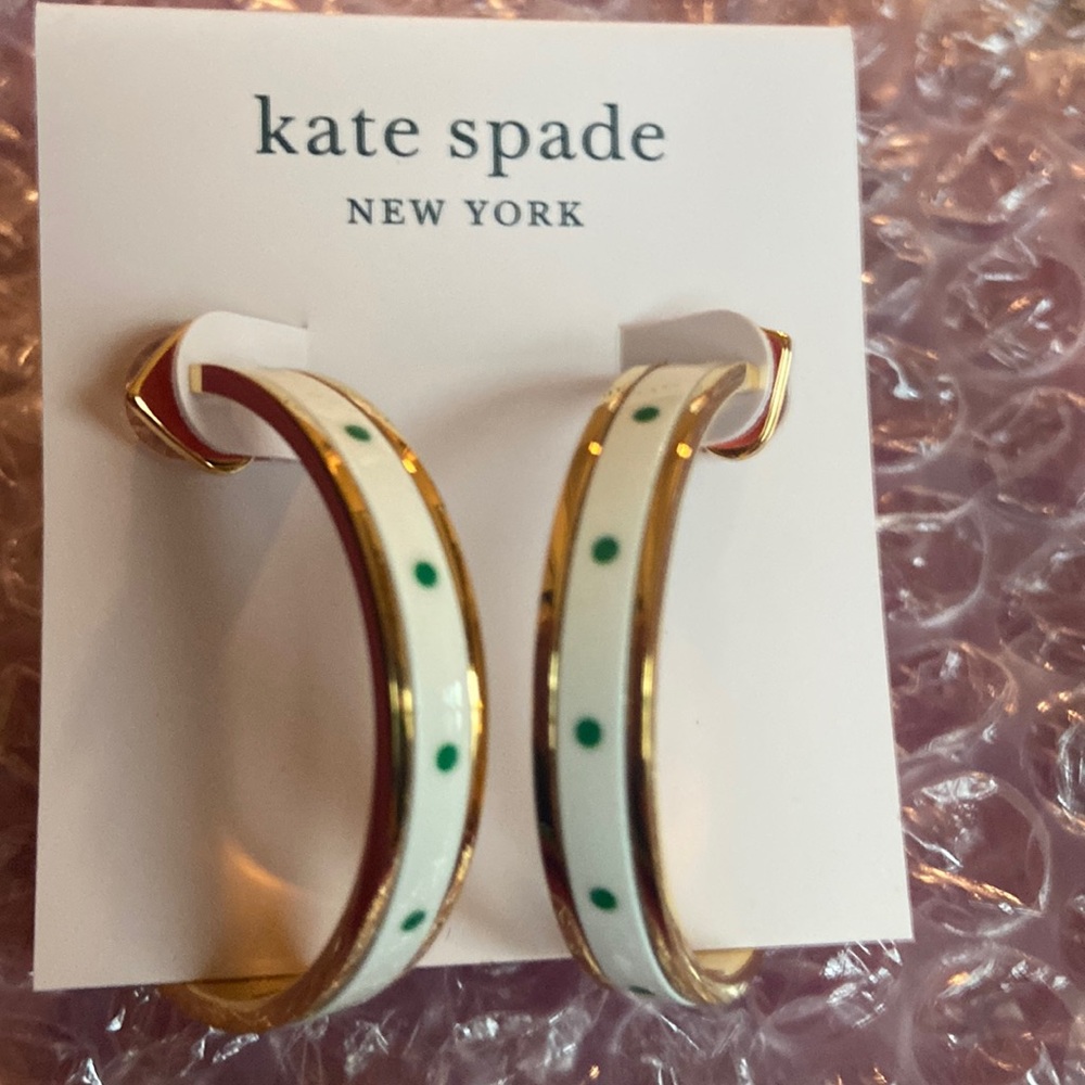 Kate Spade gingham hoop earrings NWT